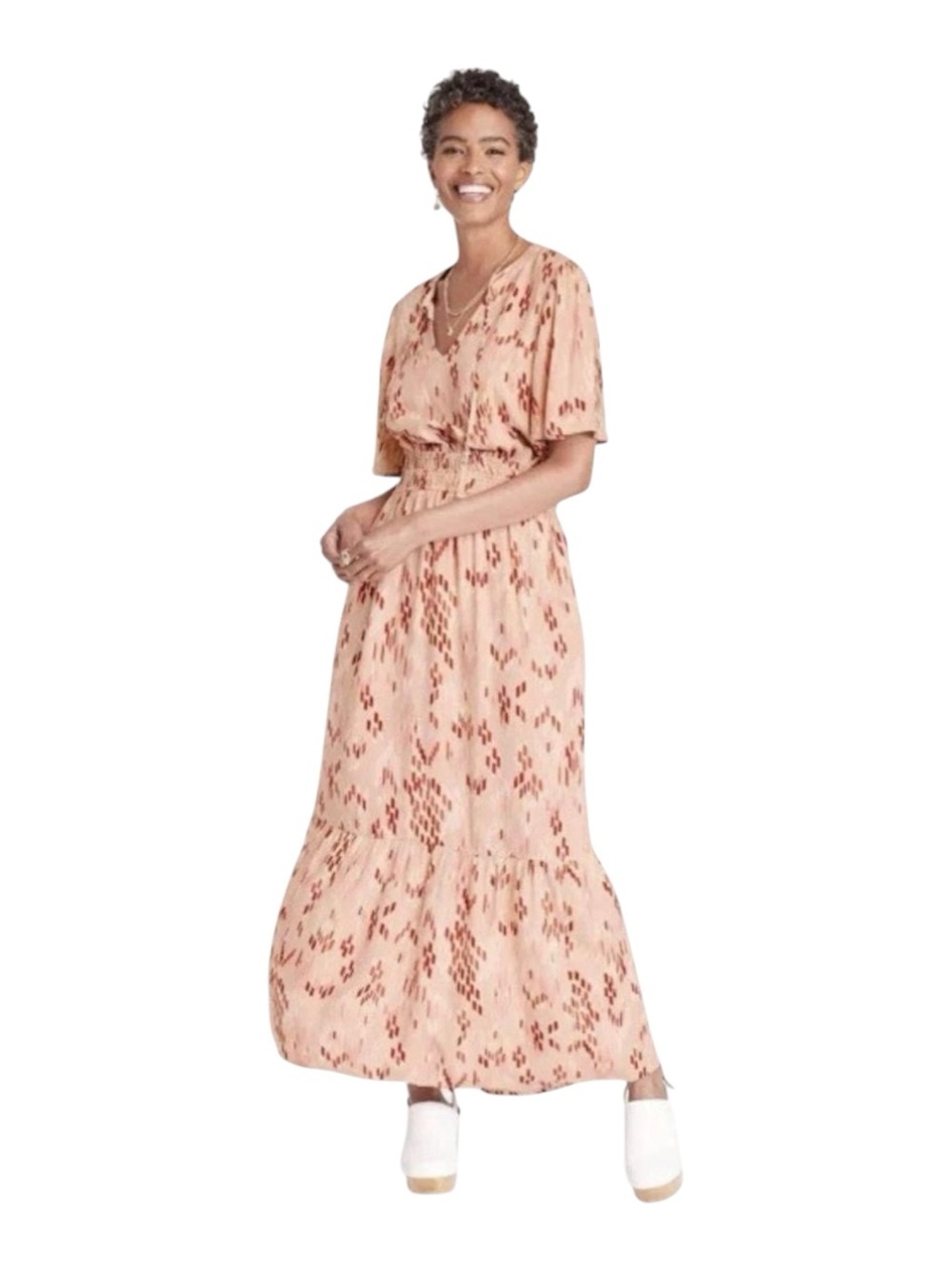 Knox Rose Pink Ikat Tassel Tie Rayon Boho Midi Dress Women’s Large